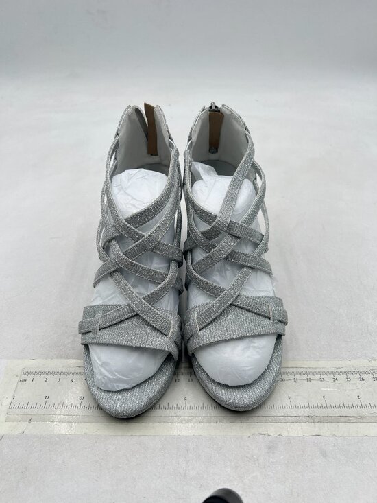 XYD Women Fashion Round Open Toe Block Low Heel Pumps  XYD Silver Ballroom Strappy Sandals Open Toe Block Heel Pumps Back Zip Shoes